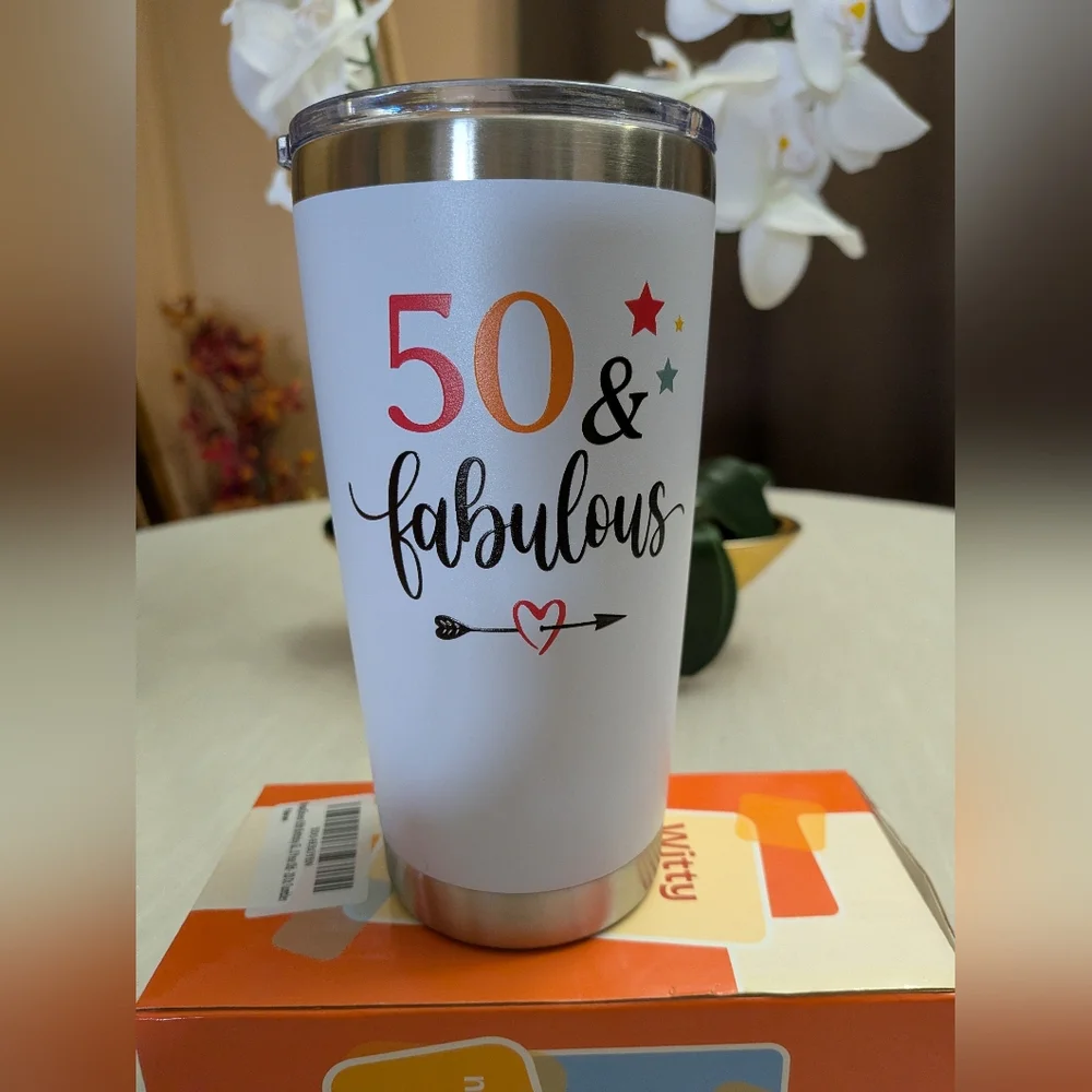 50th Birthday Gift Tumbler 50 & Fabulous Gift 1975 Gift